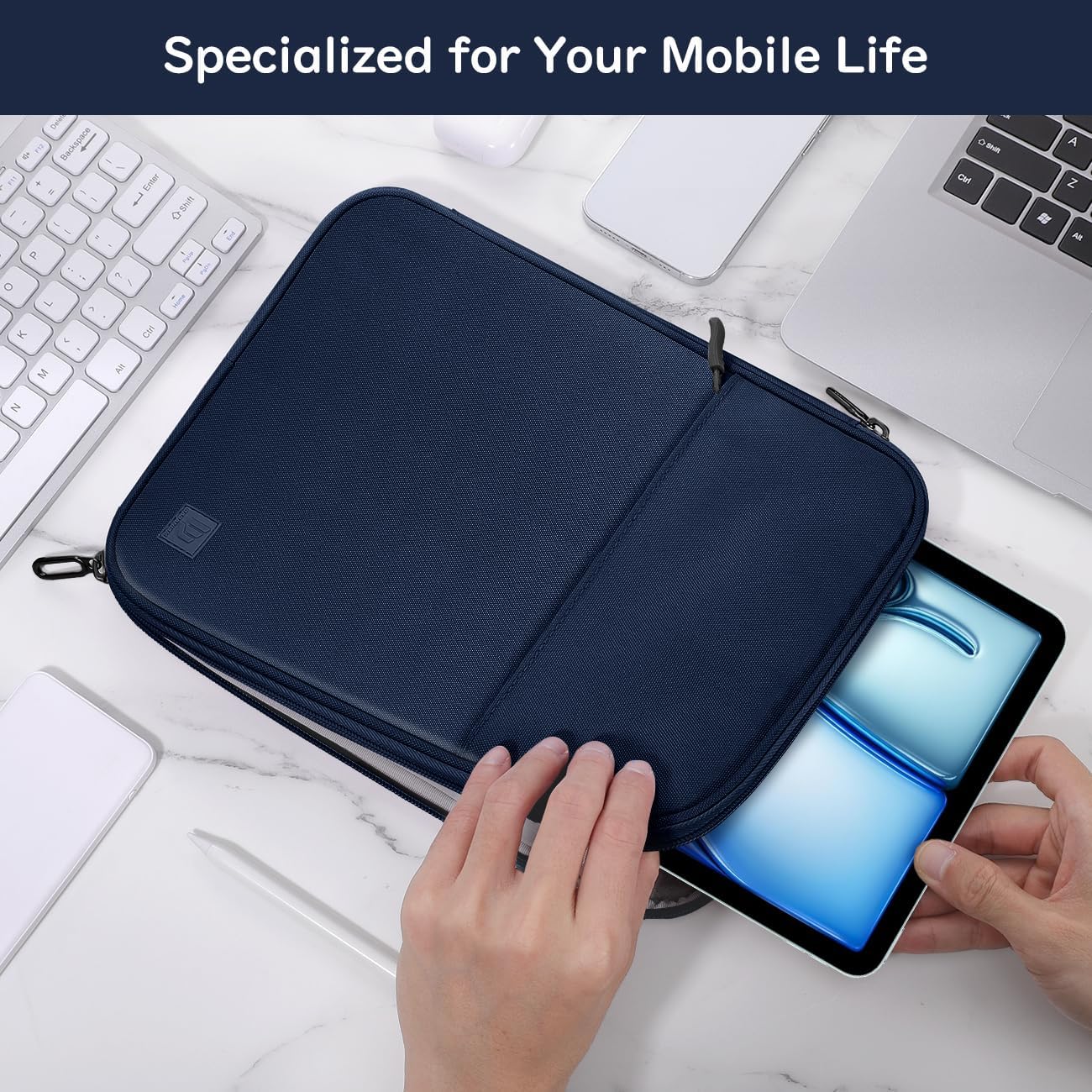Dadanism 9-11 Inch Tablet Sleeve Padded Carrying Case for iPad (A16) 11th Gen 11", iPad 10th Gen 10.9", iPad Air M4/Pro M5 11", iPad Air 5/4, iPad 9/8/7th Gen, Galaxy Tab A11+ Plus 11", Blue