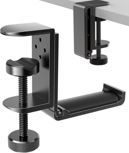 Foldable Headphone Stand and Hook – Aluminum Headset Holder Clamp Mount Under Desk, Universal Fit for Gaming Headphones, Space-Saving Hanger Organizer
