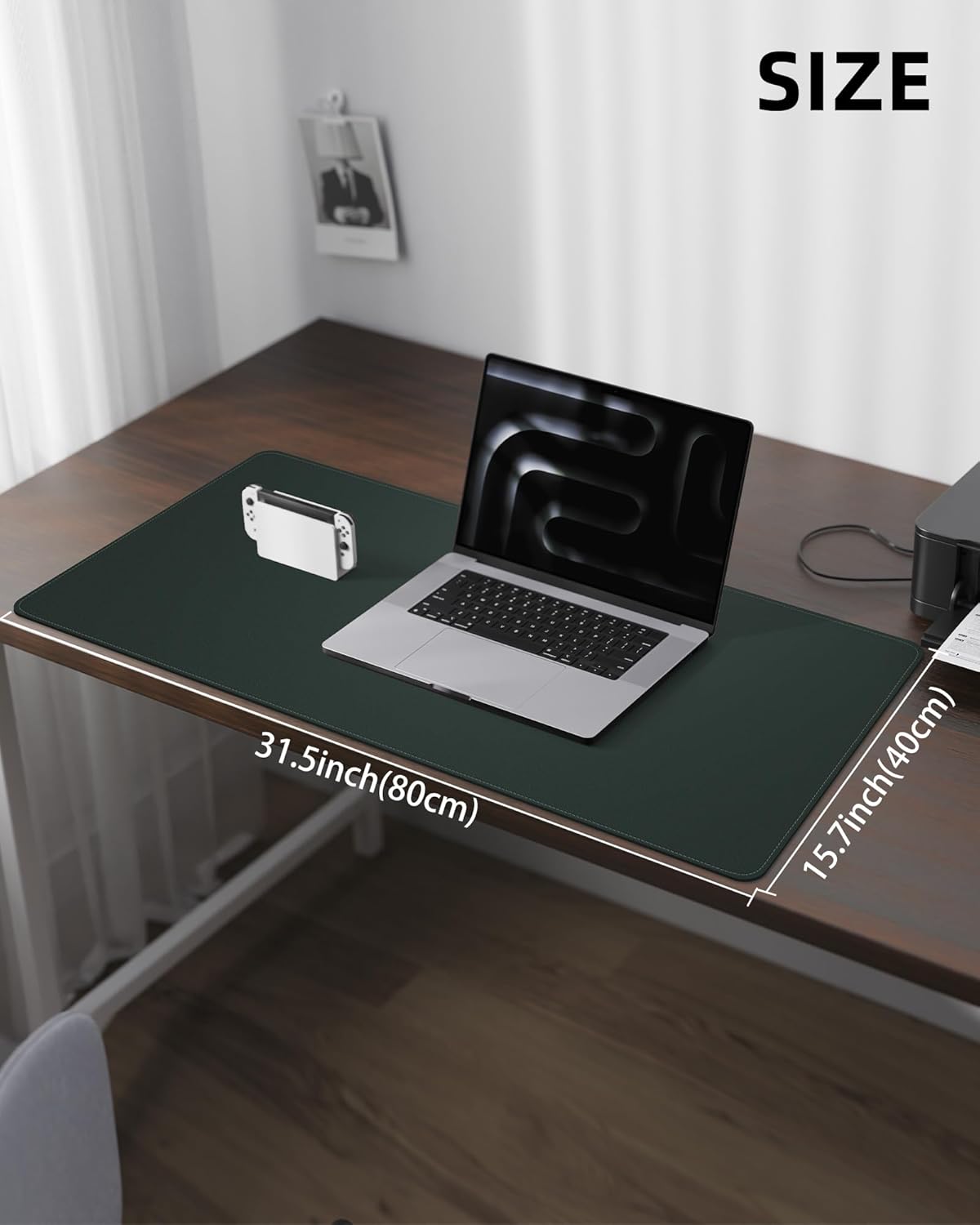 AFIING Desk Pad Protector 23.6" x 13.7" - Non-Slip Waterproof PU Leather Desk Mat for Mouse, Keyboard, Laptop, Office and Home Workspace (Beige)