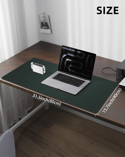 AFIING Desk Pad Protector 23.6" x 13.7" - Non-Slip Waterproof PU Leather Desk Mat for Mouse, Keyboard, Laptop, Office and Home Workspace (Beige)