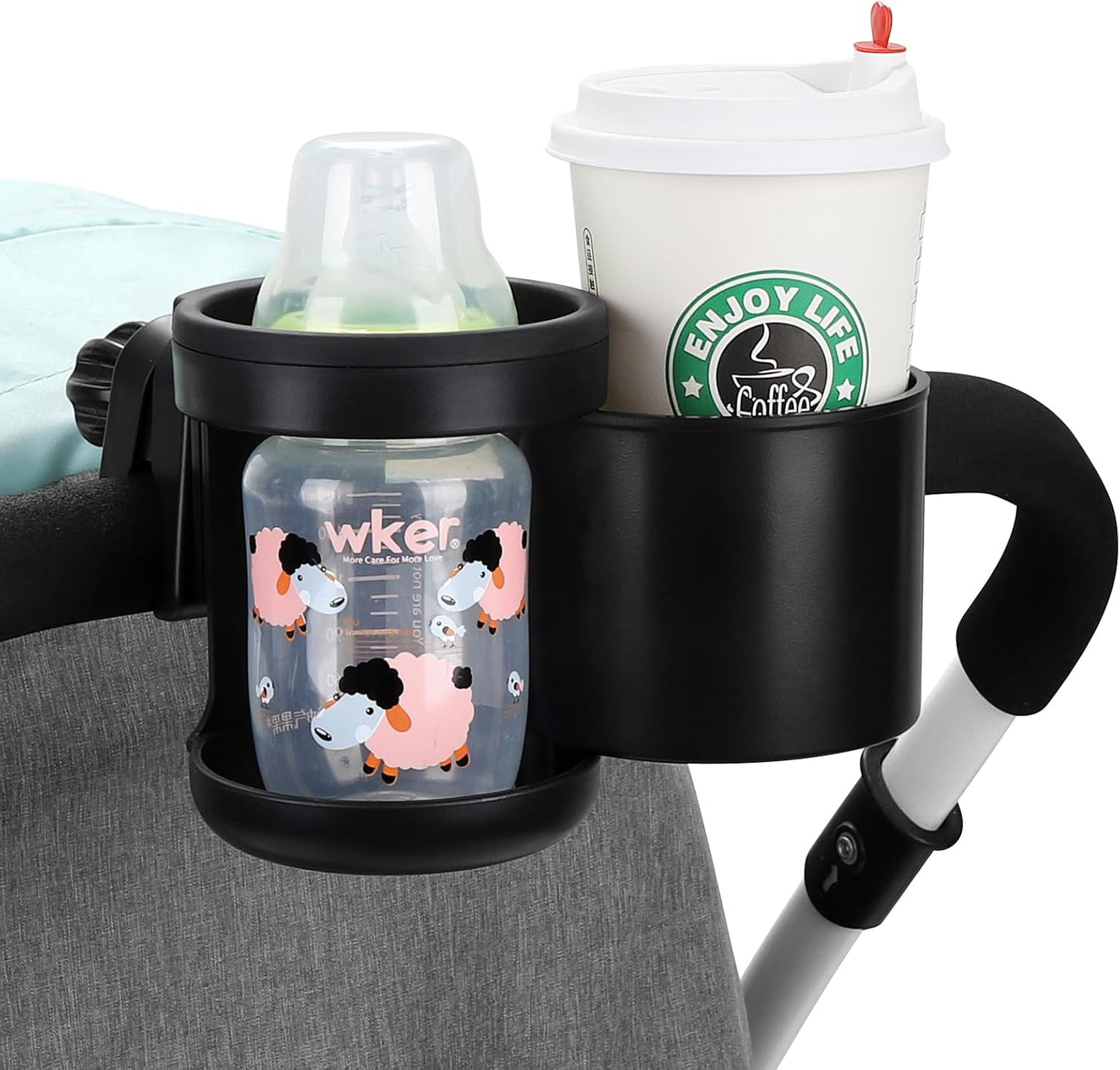 Accmor Stroller Cup Holder, Universal Cup Holder for Uppababy Nuna Doona Strollers, Bottle Drinks Holder for Wheelchair, Walker, Bike, Scooter