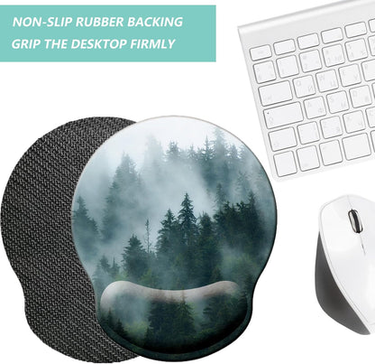 Mouse Pad with Wrist Support, Ergonomic Mouse Pad with Memory Foam Wrist Rest Cushion, Non-Slip Rubber Base Gaming Mice Pad for Home Office Computer Laptop, Flowers Grass