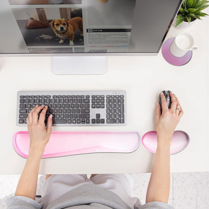 Keyboard Wrist Rest, BamLue Memory Foam Pad Set for Easy Typing & Pain Relief for Laptop, Office & Home, Ergonomic Sets for Keyboard, Gel Mouse Wrist Rest, Smooth Fiber Cushion Wrist Support-Black