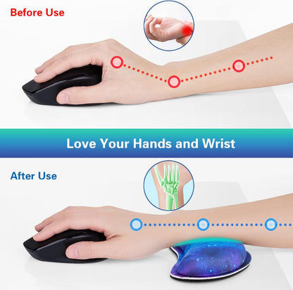 Mouse Wrist Rest, Canjoy 2 Pack Memory Foam Soft Fabric Mouse Wrist Rest Pad Support Cushion with Anti-Skid Rubber Base,Ergonomic Pain Relief Mouse Hand Rest (Black)