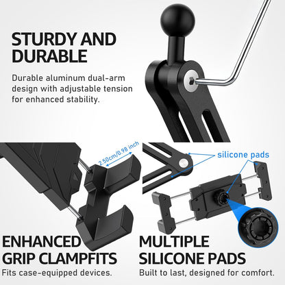 Urmust Tablet Stand for Desk, Adjustable iPad Holder for Bed, 360° Rotation, Sturdy Aluminum Tablet Arm Mount for 4.7"-15.6" iPad Pro/Air/Mini, iPhone, Galaxy Tab, for Kitchen, Work, Video Call