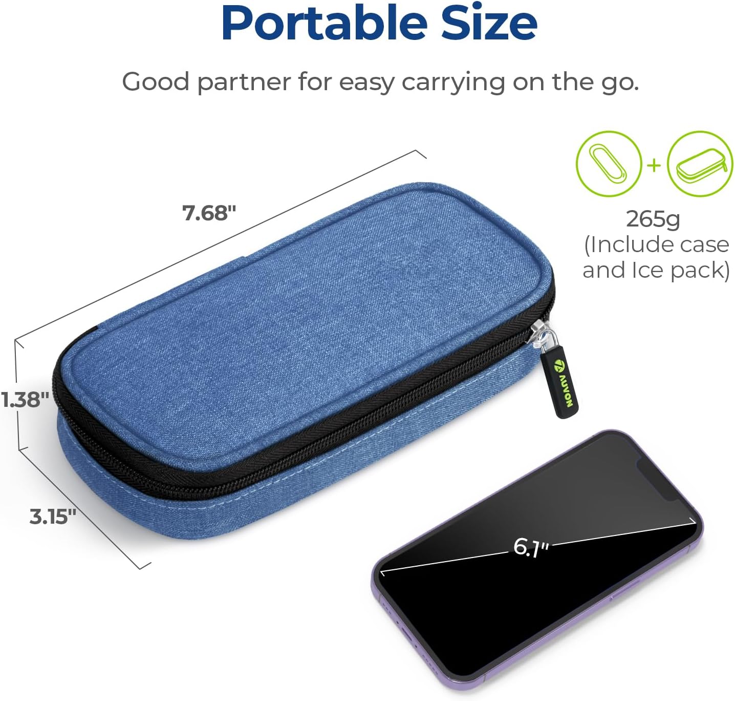 AUVON Insulin Cooler Travel Case with 2 x 90g TSA Approved Ice Packs, Diabetic Medication Insulated Cooling Bag for Insulin Pens and Diabetic Supplies Storage, Compact for Daily Life and Trips