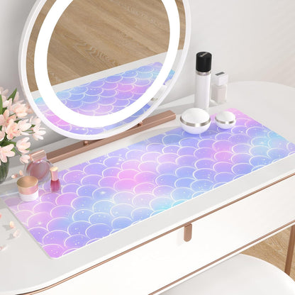 QIYI Large Mouse Pad, Cute Pink Desk Mat for Desktop, Women Girls PU Leather Desk Pad Waterproof Gaming Mousepad, Rose Gold Marble Computer Protector Writing Pad for School Office Home 31.5" x 15.7"