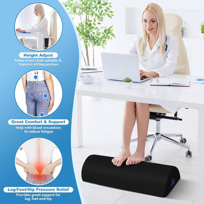 StepLively Foot Rest Ergonomic Pillow for Under Desk at Work, Anti-Fatigue Footrest Support Pillow for Fatigue & Pain Relief, Comfortable for Office Chair, Car Seat & Gaming Chair - Black