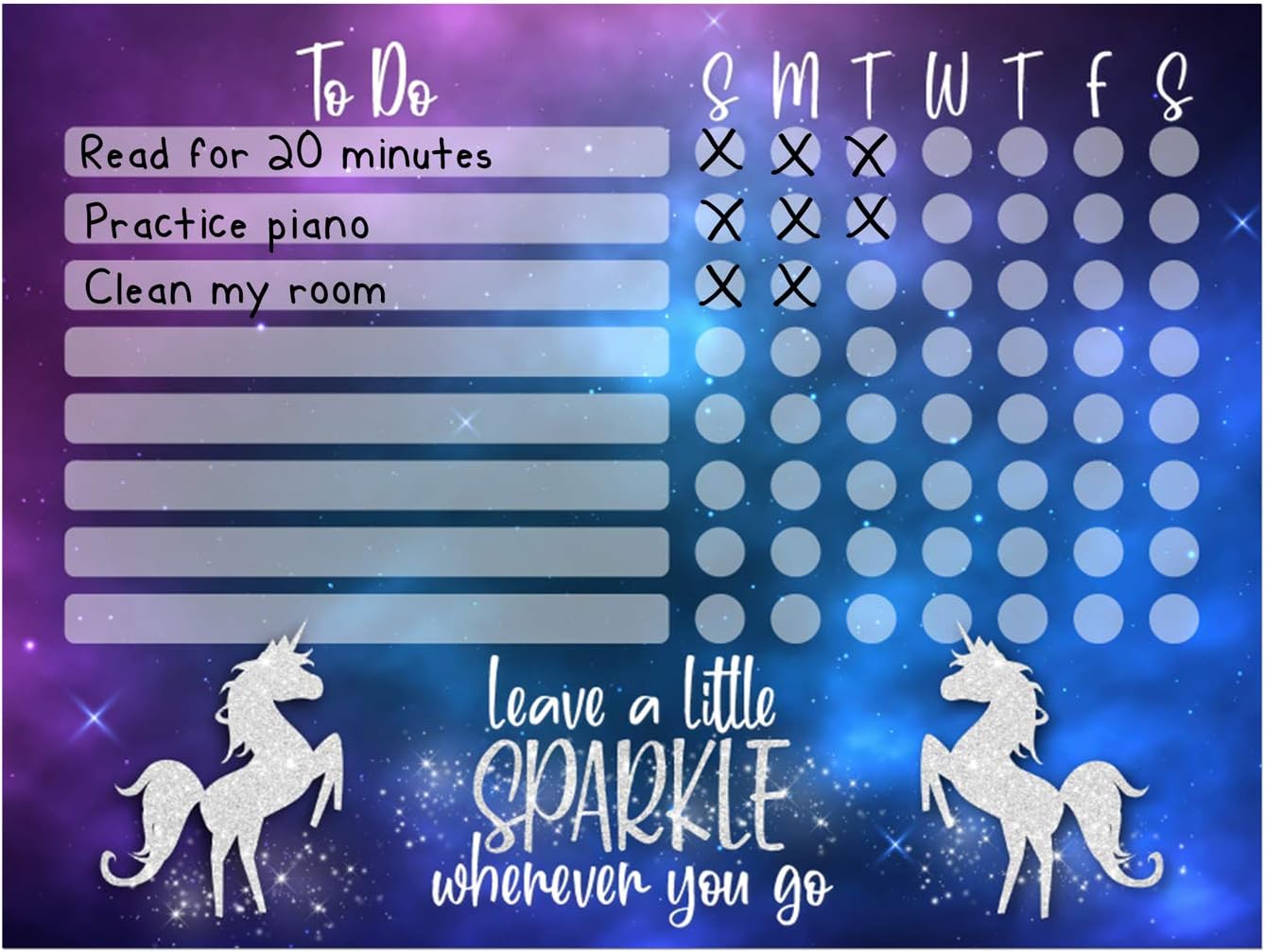 Dry Erase Whiteboard Task & Habit Tracker | Removable and Restickable Adhesive Decal | Fine-Tip Magnetic Marker Included | 9” x 12”