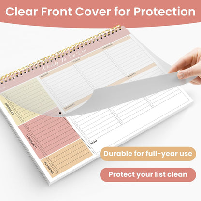 Weekly To Do List Notepad with 52 Undated Sheets（8.5"×11"）- Undated Weekly Planner Notepad for Office Desk Accessories and Supplies - Midnight Lilac