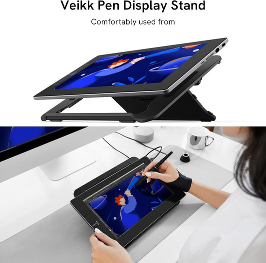 VEIKK Drawing Tablet Stand for Desk Foldable and Adjustable Graphics Tablet and Pen Display Stand,Non Slip 15° to 75° Angle Adjustable for 10 to 15.6 Inch Drawing Monitor