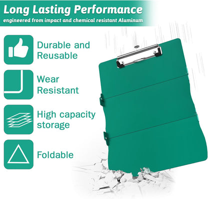 Clipboard Foldable Without Edition Cheat Sheets Aluminum 3 Layers Foldable Clipboards Pocket Size Profile Clip Clipboards Notepad for Students, Nurses,Contractor Trucker Driver