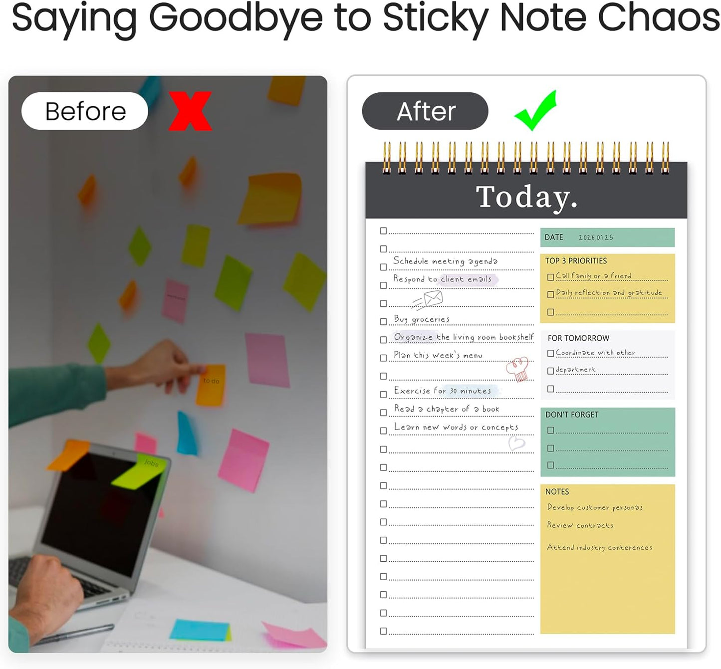 To Do List Notepad - To Do List Notebook for Work with 52 Sheets, Undated Daily Planner Perfect for Enhanced Productivity and Goal Achievement - Green