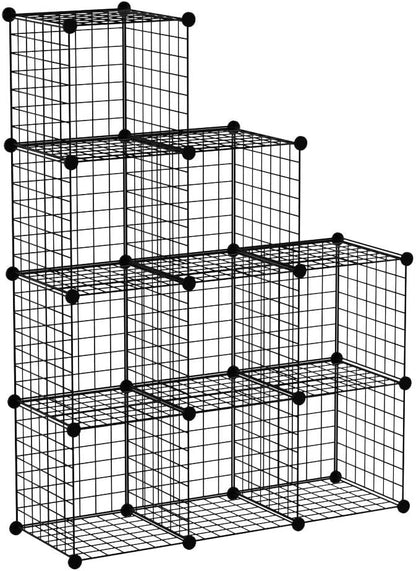 C&AHOME Wire Cube Storage, 6 - Cube Organizer Metal C Grids, Modular Shelves Units, Storage Bins Shelving, Closet Organizer, Ideal for Home, Office, Living Room, 36.6”L x 12.4”W x 36.6”H Black