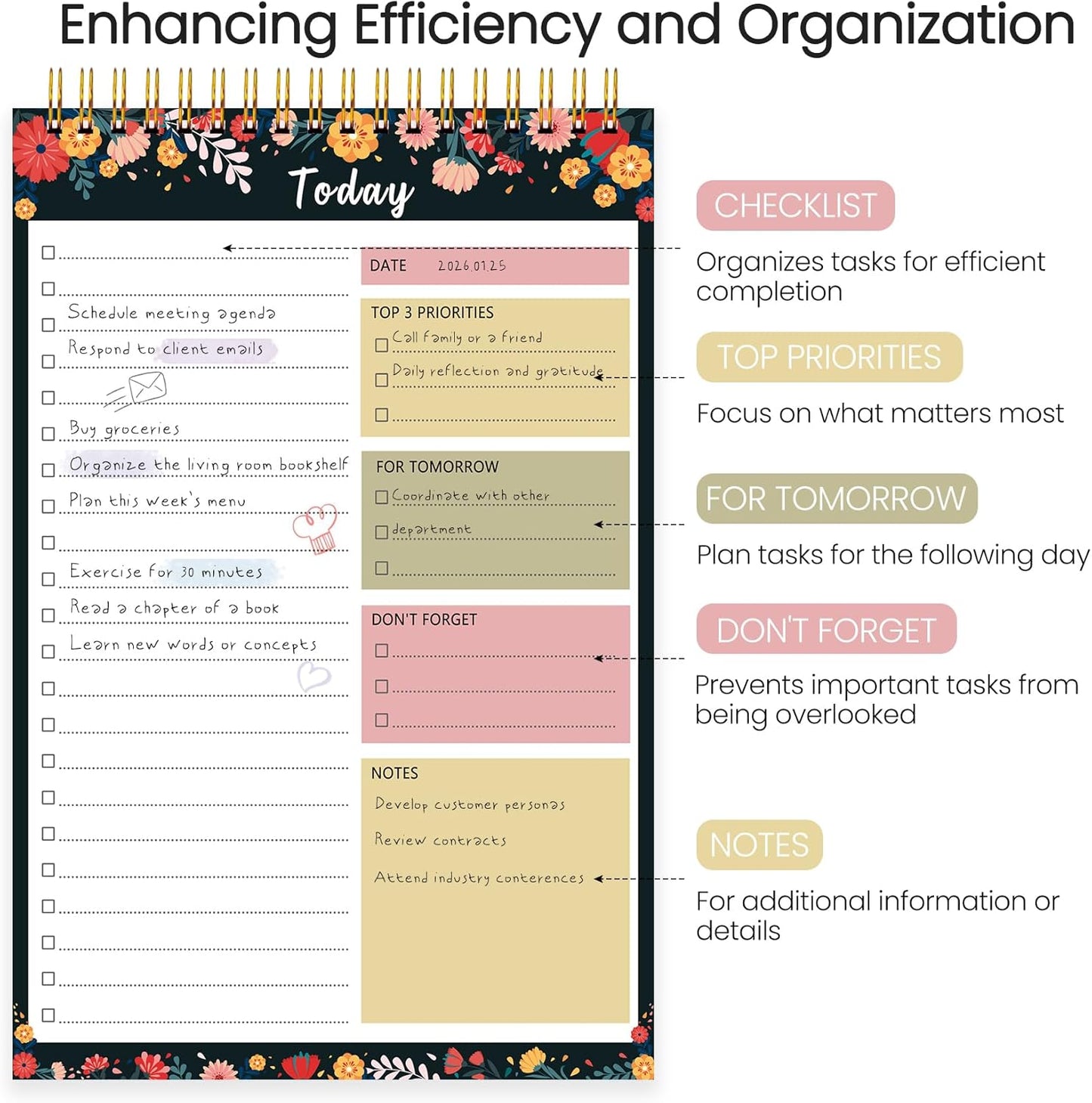 To Do List Notepad - To Do List Notebook for Work with 52 Sheets, Undated Daily Planner Perfect for Enhanced Productivity and Goal Achievement - Green