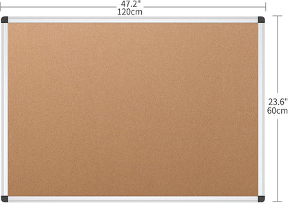 VIZ-PRO Cork Notice Board, 36 X 24 Inches, Silver Aluminium Frame