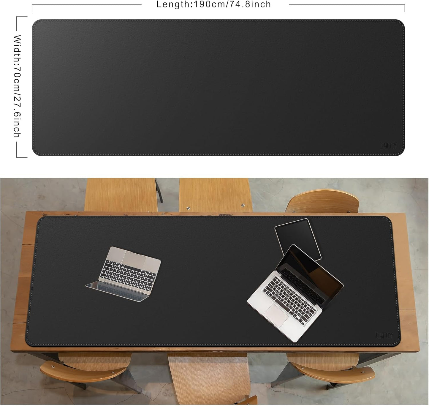 Cacoy 36" x 20" Leather Desk Mat for Home Office, Extra Large PU Leather Desk Pad Blotters, Waterproof Computer Keyboard Mat, Extended Gaming Mouse Pad, Desk Protector for Desktop and PC Laptop, Black