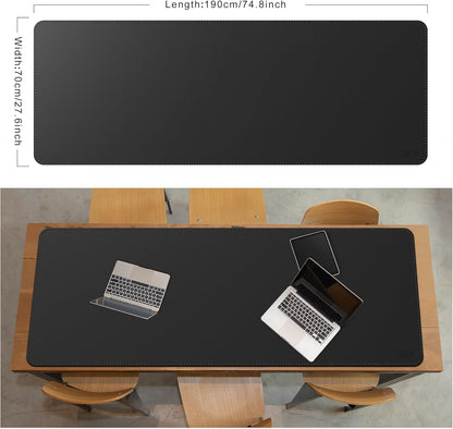 Cacoy 36" x 20" Leather Desk Mat for Home Office, Extra Large PU Leather Desk Pad Blotters, Waterproof Computer Keyboard Mat, Extended Gaming Mouse Pad, Desk Protector for Desktop and PC Laptop, Black
