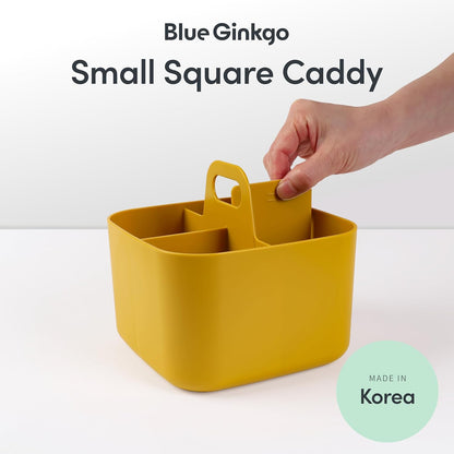 BLUE GINKGO Stackable Organizer Caddy – Korean-Made Portable Tote for Bathroom, Office, Crafts, or School Supplies (Rectangle, White)