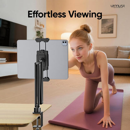 Urmust Tablet Stand for Desk, Adjustable iPad Holder for Bed, 360° Rotation, Sturdy Aluminum Tablet Arm Mount for 4.7"-15.6" iPad Pro/Air/Mini, iPhone, Galaxy Tab, for Kitchen, Work, Video Call