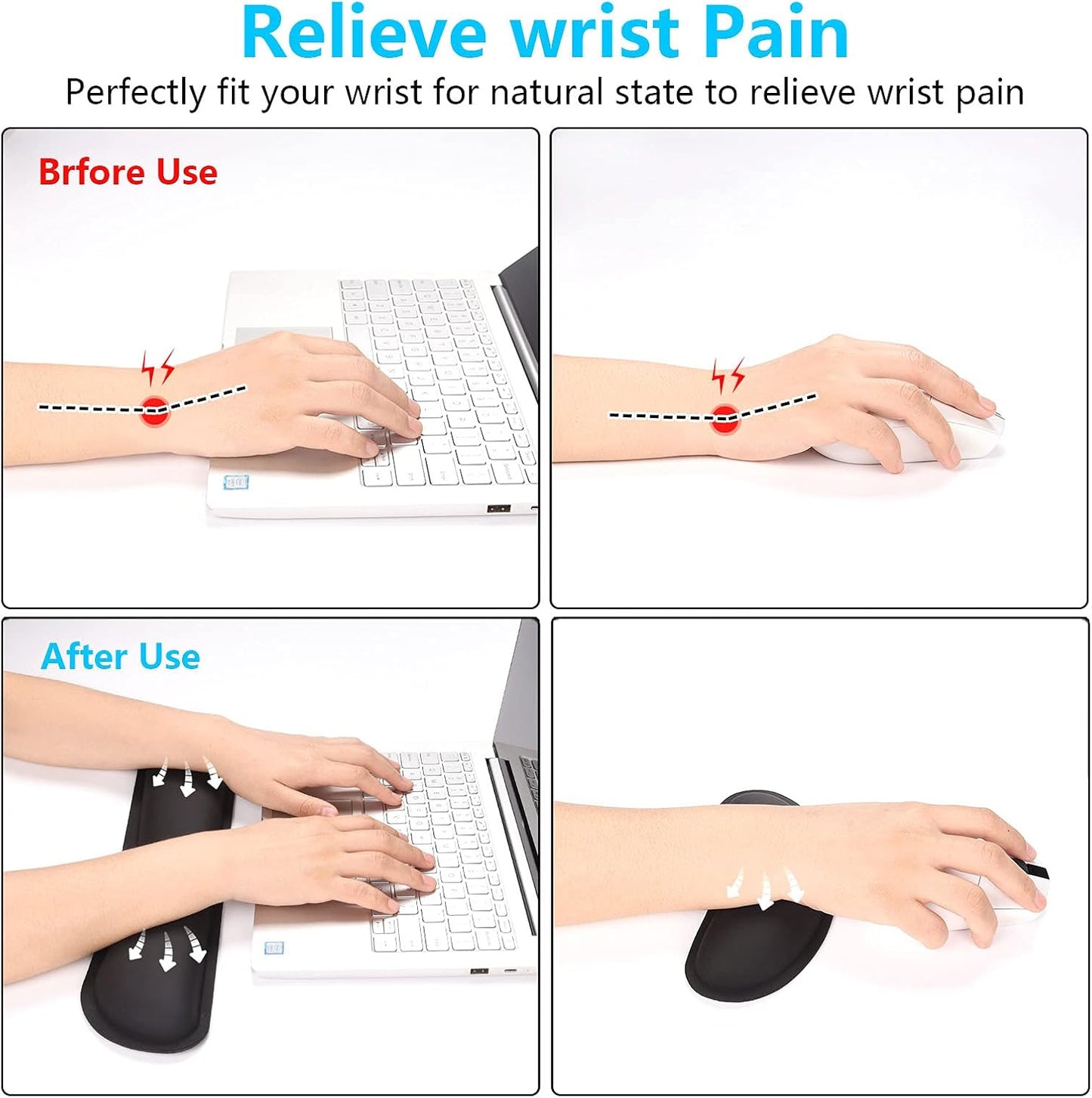 Dapesuom Mouse Wrist Rest, Ergonomic Memory Foam Mouse Wrist for Computer Desk Mats Support, PU Leather Hand Rest Pad Cushion for Gaming, Laptop, Men, Women, Pain Relief & Easy Typing, Black