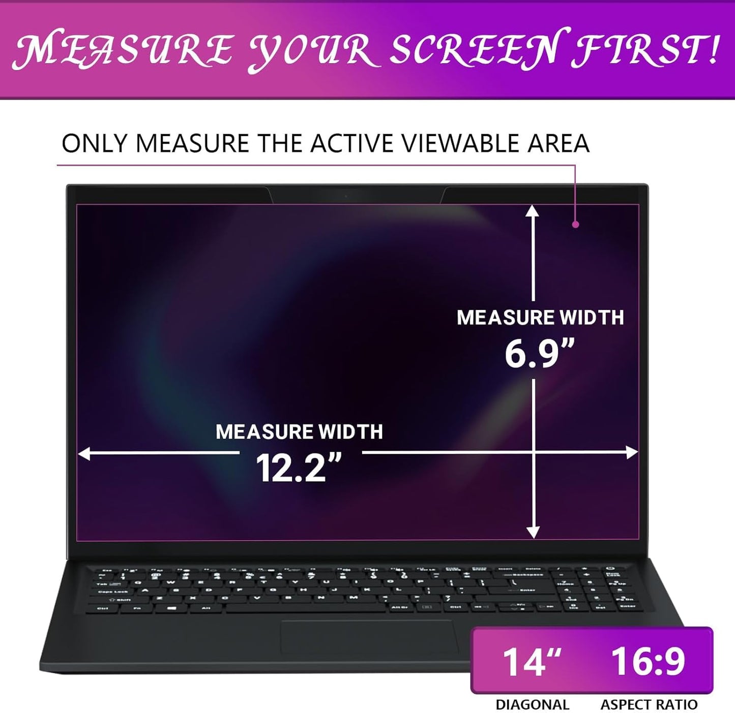 PYS Magnetic Laptop Privacy Screen 14 Inch 16:9 - Laptop Screen Privacy Shield, Anti-Blue Light, Anti-Glare Filter, Removable Screen Protector