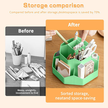 Cayxenful Pencil Pen Holder for Desk,9 Slots 360 Degree Rotating Desk Organizers,Desktop Storage Stationery Supplies Organizer, Cute Pencil Cup Pot For Office, School, Home(Black)