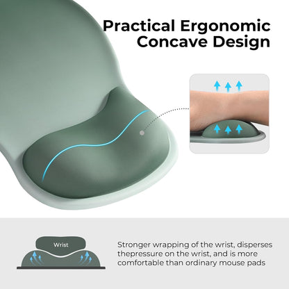 EooCoo Ergonomic Mouse Pad with Gel Wrist Rest Support, Middle Concave Design for Natural Wrist Alignment, Non-Slip Base Mousepad for Laptop, Computer, Office Desk Accessories, Carpal Tunnel Syndrome