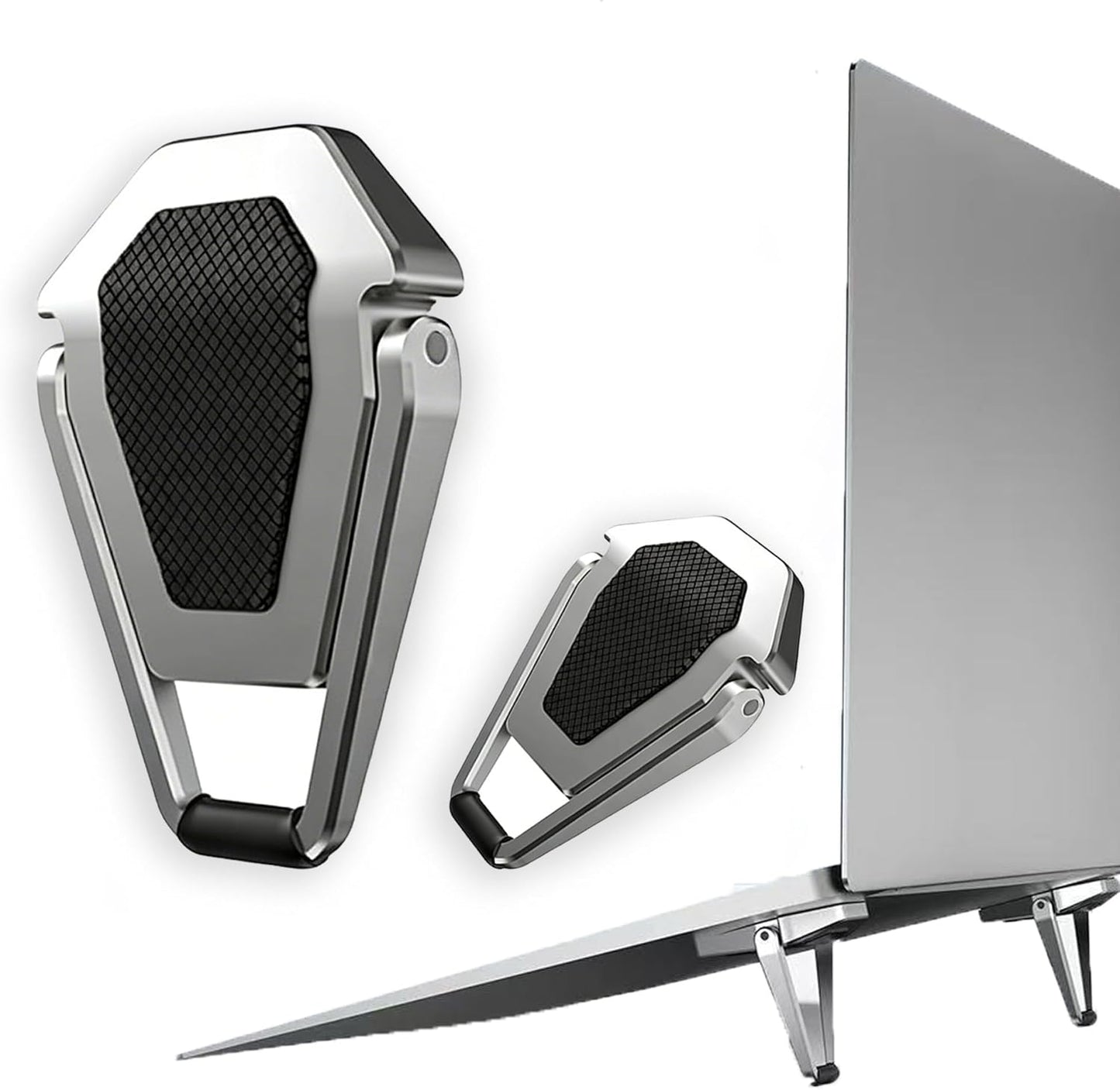 Laptop Riser Foldable Laptop Stand Portable Invisible Laptop Cooling Pad Laptop feet Suitable for 12-20 Inches Laptop Ergonomic Zinc Alloy Laptop Mini Stand Leg (Silver-2pcs)