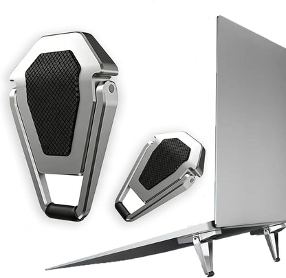 Laptop Riser Foldable Laptop Stand Portable Invisible Laptop Cooling Pad Laptop feet Suitable for 12-20 Inches Laptop Ergonomic Zinc Alloy Laptop Mini Stand Leg (Silver-2pcs)