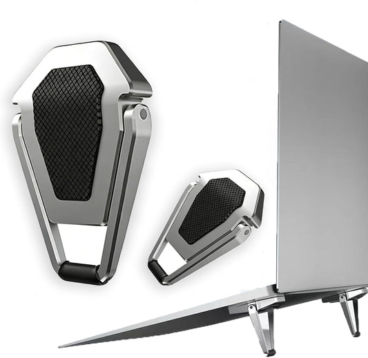 Laptop Riser Foldable Laptop Stand Portable Invisible Laptop Cooling Pad Laptop feet Suitable for 12-20 Inches Laptop Ergonomic Zinc Alloy Laptop Mini Stand Leg (Silver-2pcs)