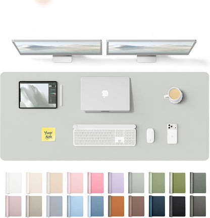 YSAGi Leather Desk Pad Protector, Office Desk Mat, Large Mouse Pad, Non-Slip PU Leather Desk Blotter, Waterproof Laptop Desk Writing Pad for Office and Home (23.6" x 13.8", Eggshell) - Colors A