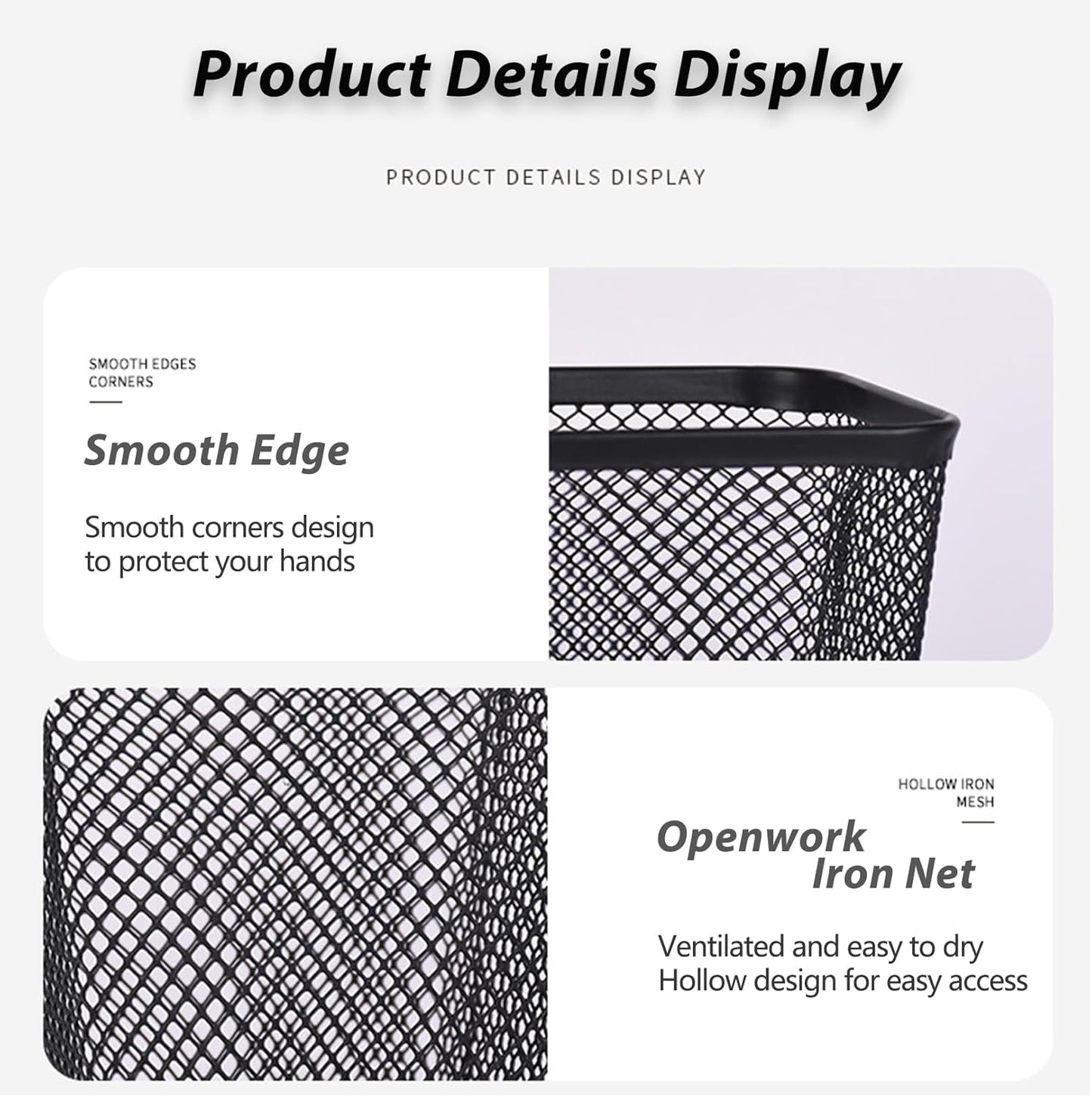 Pen Holders 2 Pack Square Pencil Containers Metal Mesh Desk Pencil Cups Utensil Holders for Kitchen Desktop Organizers for Makeup Brushes