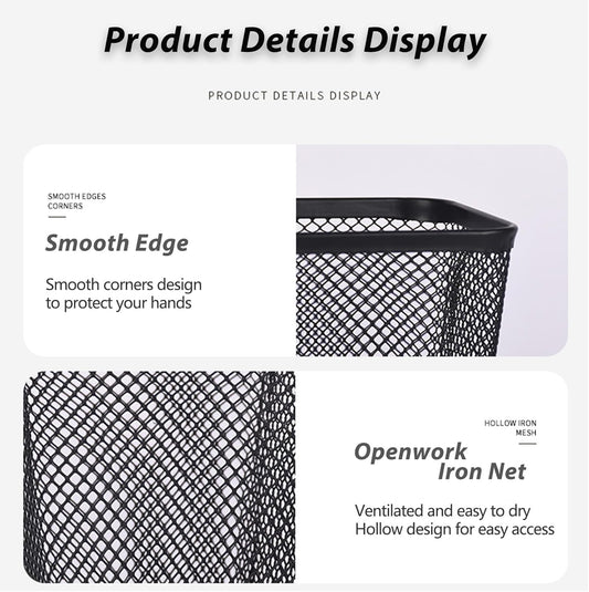 Pen Holders 2 Pack Square Pencil Containers Metal Mesh Desk Pencil Cups Utensil Holders for Kitchen Desktop Organizers for Makeup Brushes