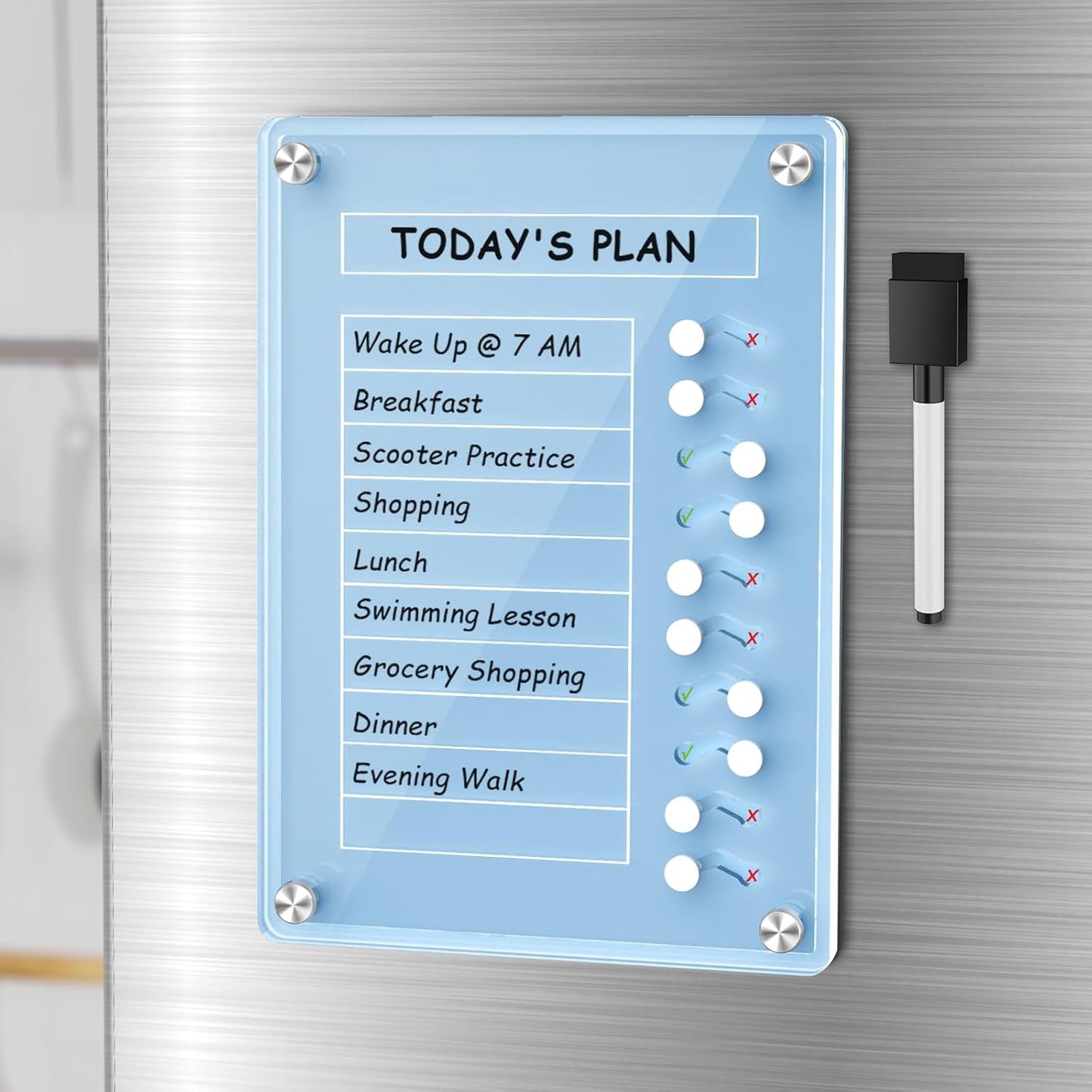 NiHome Acrylic Magnetic to Do List Planning Board with Sliders & Desktop Stand, Chore Chart for Kids & Adults, Checklist Routine Chart Task Board for Fridge & Desk, for Magnetic Metal Surfaces Only