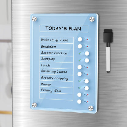 NiHome Acrylic Magnetic to Do List Planning Board with Sliders & Desktop Stand, Chore Chart for Kids & Adults, Checklist Routine Chart Task Board for Fridge & Desk, for Magnetic Metal Surfaces Only