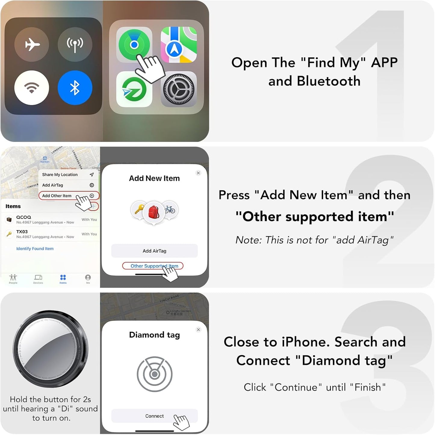 New Tracker Tag-1 Pack (Black), QCOQ Bluetooth 5.3 Tracker Tag Work with Apple Find My (iOS Only), Smart Tag with Protective Case/Keychain/Lanyard, Item Finder for Key/Wallet/Bag, Replaceable Battery