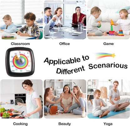 Secura 60-Minute Visual Timer, Silent Study Timer for Kids and Adults, Time Clocks, Time Management Countdown Timer for Teaching (Black & Cloud)