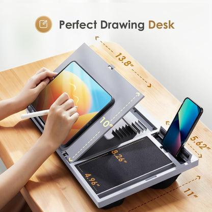 Adjustable Lap Desk for Laptop-Fits Laptops up to 15.6 Inch, Bed Desk Tray Table with Cushion, 8 Angles, Mouse Pad & Cellphone Slot, Laptop Desk for Bed, Office,Car or Couch