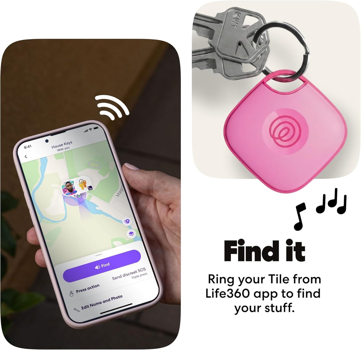 Life360 Tile - Bluetooth Tracker, Keys Finder and Item Locator for Keys, Bags and More. Phone Finder. Both iOS and Android Compatible. 2-Pack (Black/White)