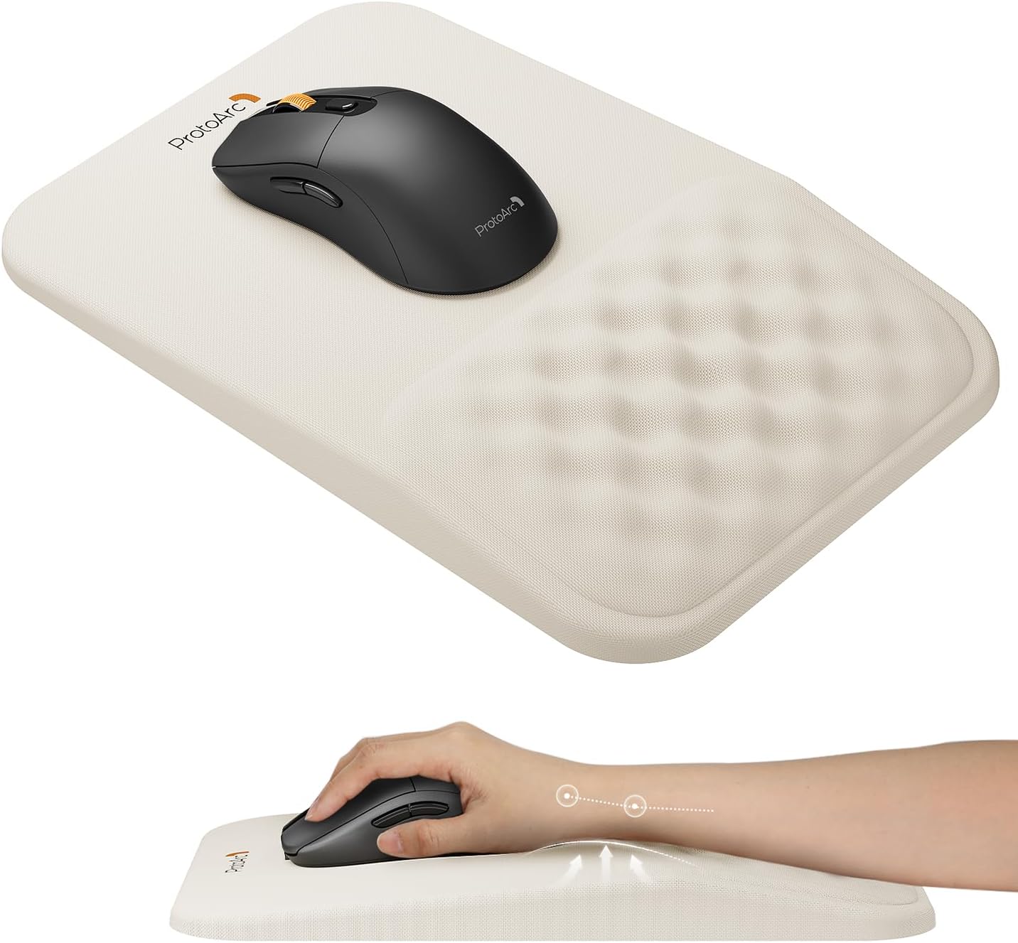 ProtoArc Ergonomic Mouse Pad with Wrist Rest, MP50 Mousepad with Massage Design, Soft Memory Foam and Non-Slip PU Base for Pain Relief, Desk, Home, Office, 12x8 Inches, Black