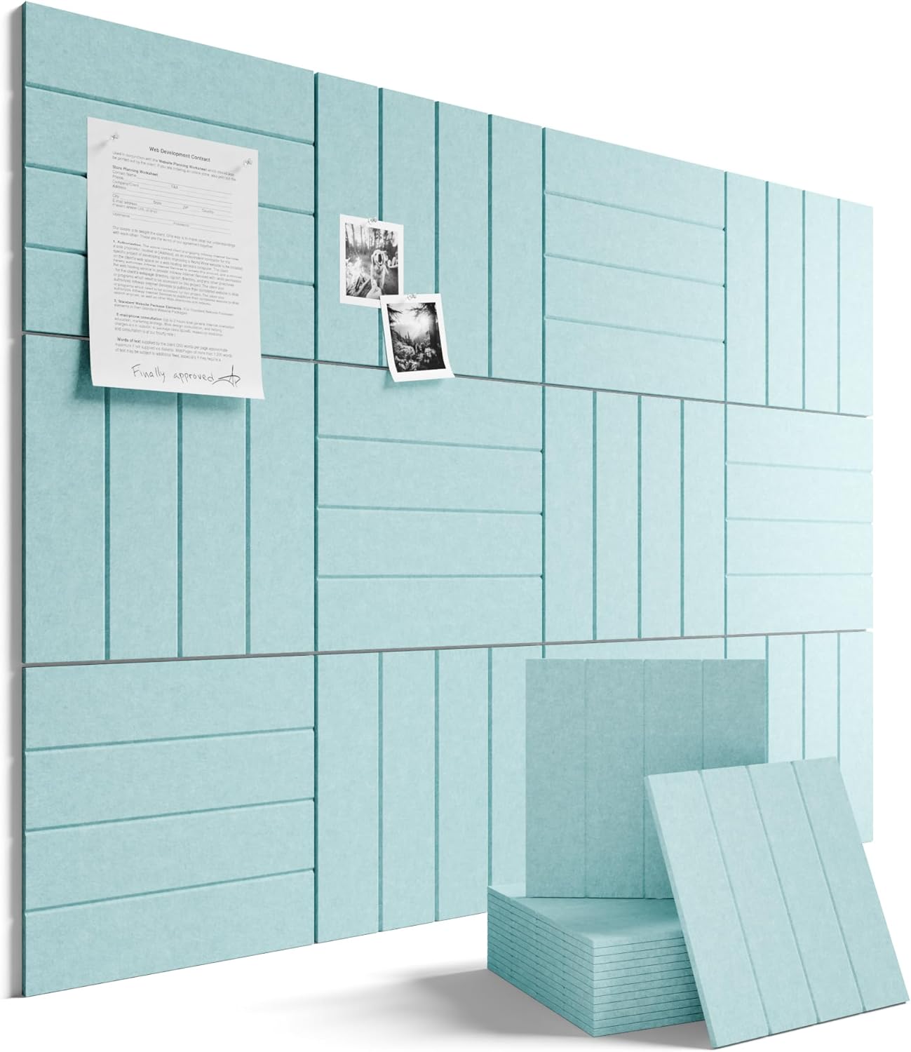 Fluxynara Large Felt Bulletin Board 48" x 36" Cork Board Alternative-12 Pack with 70 Safe Removable Adhesive Tabs, Cork Boards for Walls Cork Board for Home Office Classroom Pin Board (Oatmeal)