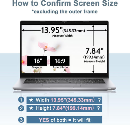 IPROKKO Laptop Privacy Screen 14 Inch 16:9 Aspect, Compatible with HP, Dell, Acer, Asus, Samsung, Lenovo Yoga & More, Removable Anti Blue Light Glare Spy Computer Monitor Filter Security Shield