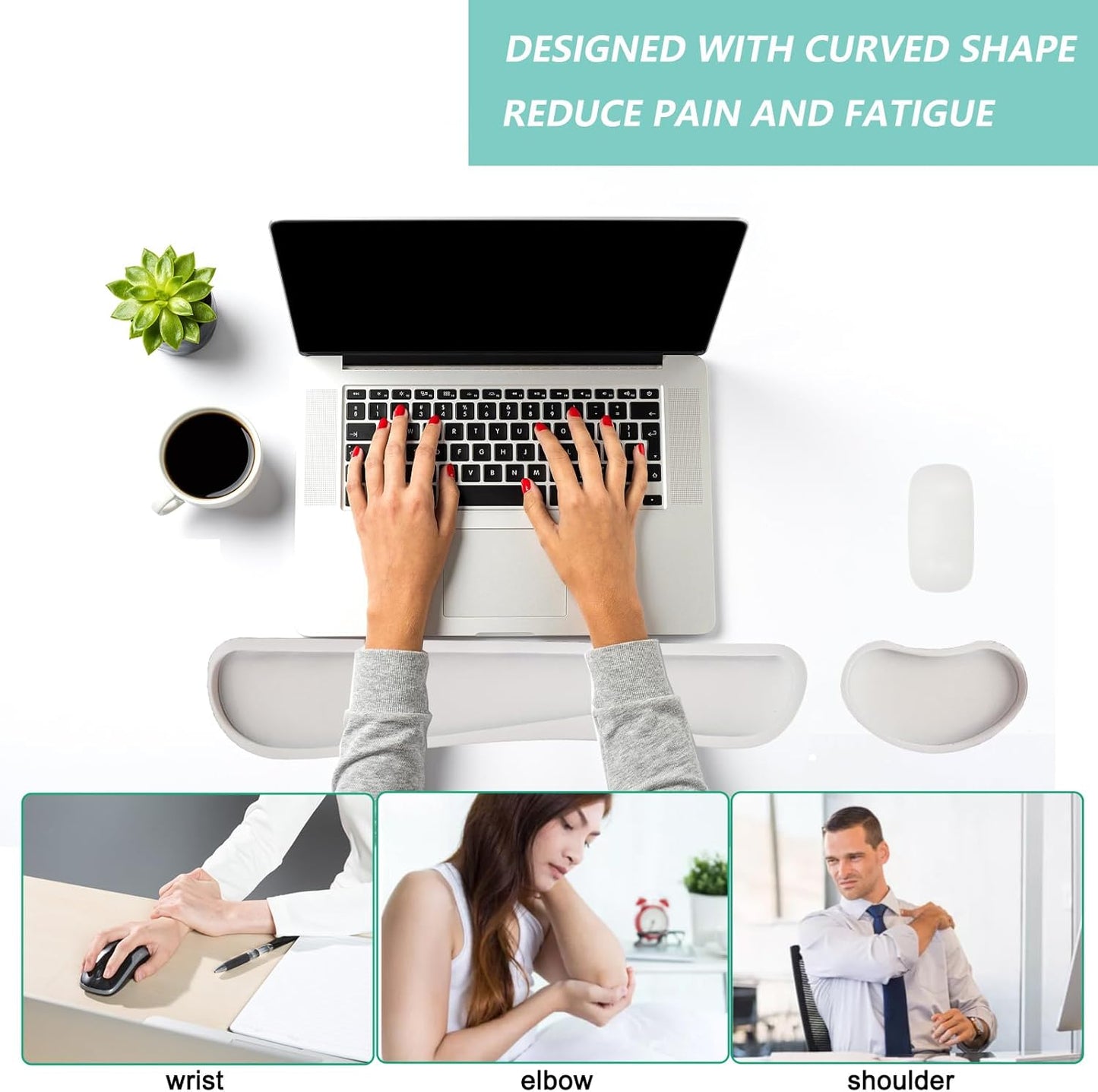 Keyboard Wrist Rest Mouse Wrist Support Set, Memory Foam Wrist Rest Pad for Computer Laptop Keyboard Mouse, Ergonomic Wrist Cushion Support for Typing Pain Relief, Gaming Home Office, Flowers Grass