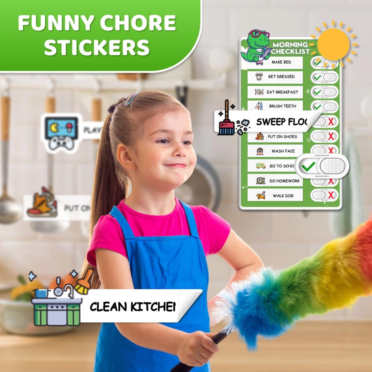 Upgraded Slider Dry Erase Chore Chart for Kids, Whiteboard Magnetic Chore Chart for 2 Kids, Reusable Morning/Bedtime Routine Chart for Kid Toddlers Teens Adult, Visual Schedule for Kid with Autism