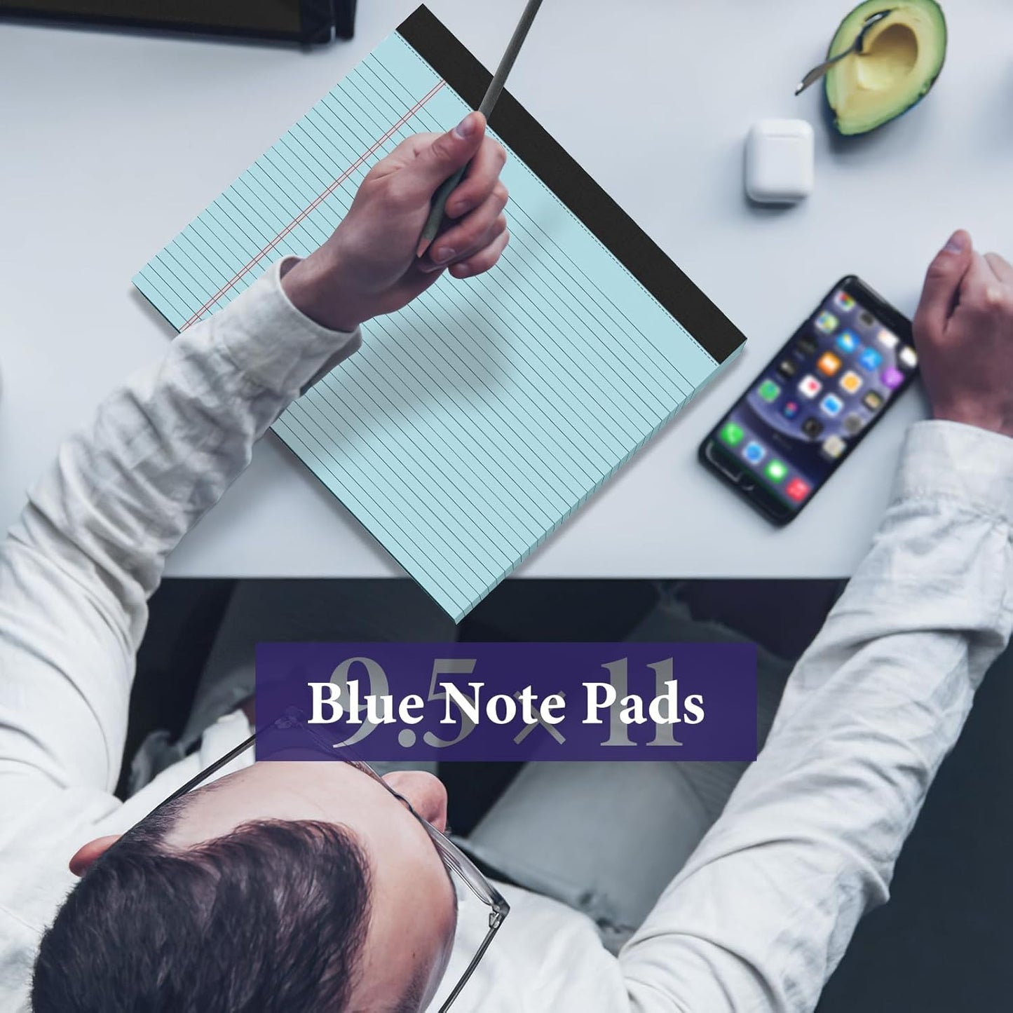 2 Pcs Note Pads 11" x 9.5" Legal Pads College Ruled Notepad Micro Perforated Writing Pads White Lined Paper 80GSM College Ruled Paper Pad of Paper 30 Sheets Notebook for School, To-Do Lists, Office