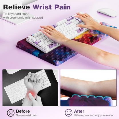 Ospelelf Tilt Keyboard Stand with Wrist Rest, Comfy Ergonomic Keyboard Riser Holder for Office Home