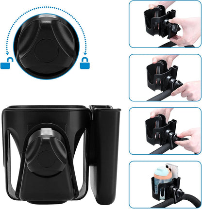 Accmor Stroller Cup Holder, Universal Cup Holder for Stroller Walker Bike, 360° Rotatable Large Caliber Designed Bottle Holder for Stroller, Bike, Wheelchair, Scooter