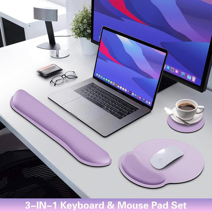 Ergonomic Keyboard Wrist Rest, Mouse Pad with Wrist Rest Anime, Cat Gaming Mousepad with Wrist Support, Memory Foam Wrist Rest Set for Computer Keyboard, Funny Cute Office Desk Accessories