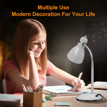 LEPOWER Metal Desk Lamp, Eye-Caring Table Lamp, Study Lamps with Flexible Goose Neck for Bedroom, Home Office (Matte Black)